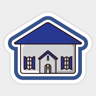 House Building Sticker vector illustration. Building and landmark object icon concept. Beautiful minimalist home front view with roof sticker design logo with shadow. Sticker